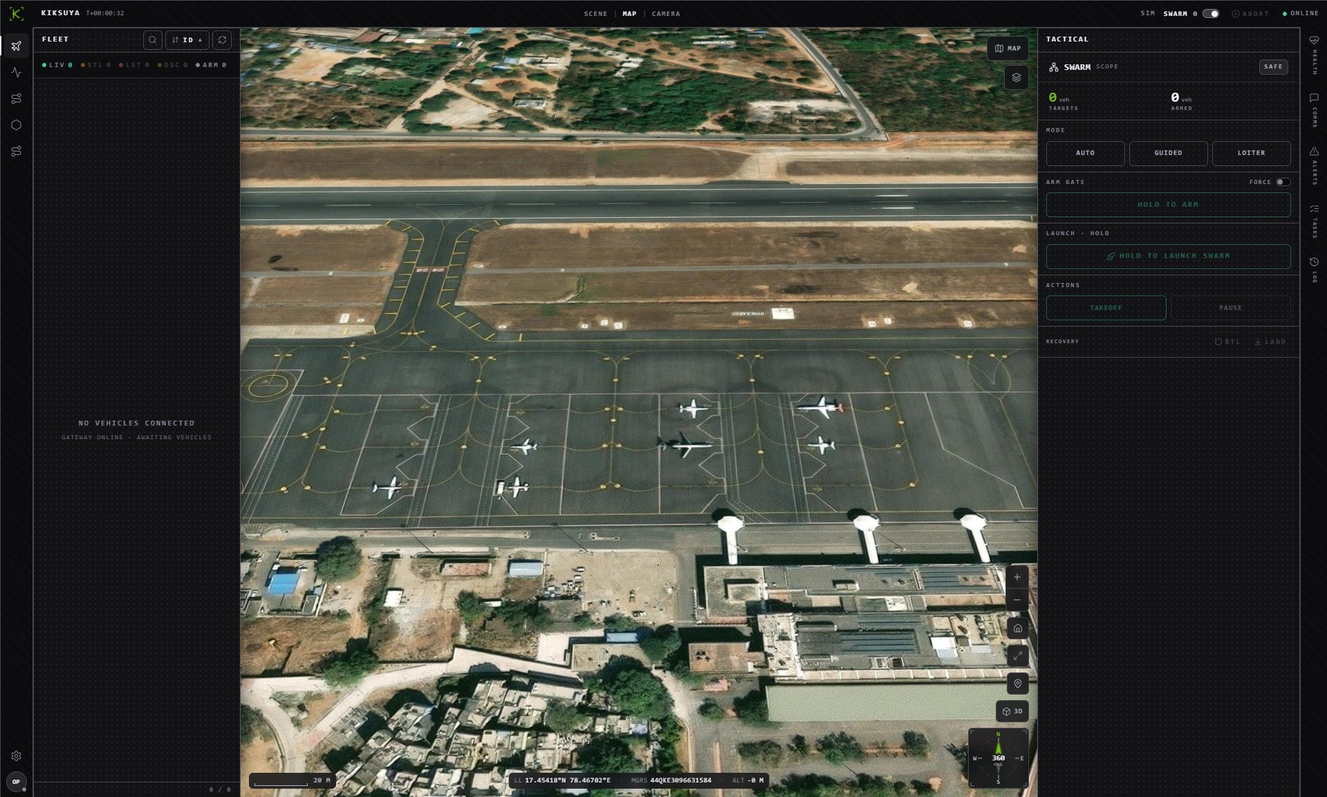 The TENERE mission composer over a live airfield.